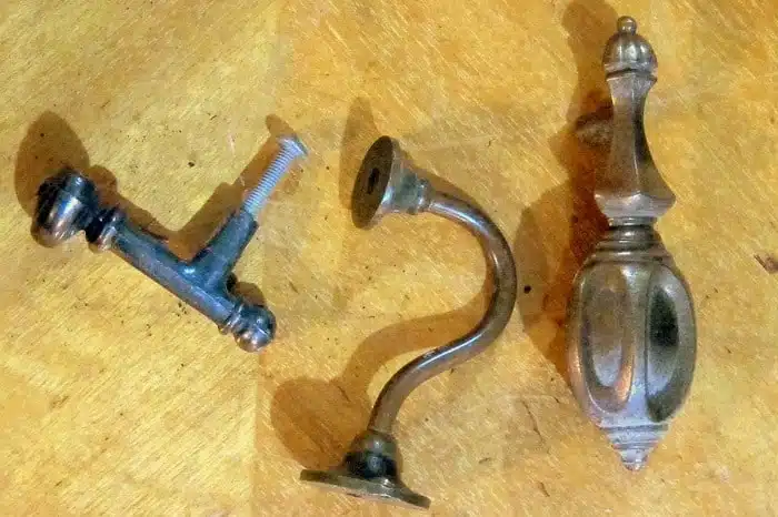 old drawer pulls and hardware for making a necklace hanger