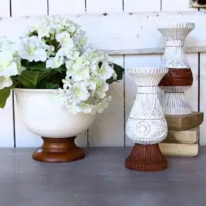 white and wood accent pieces for home decor