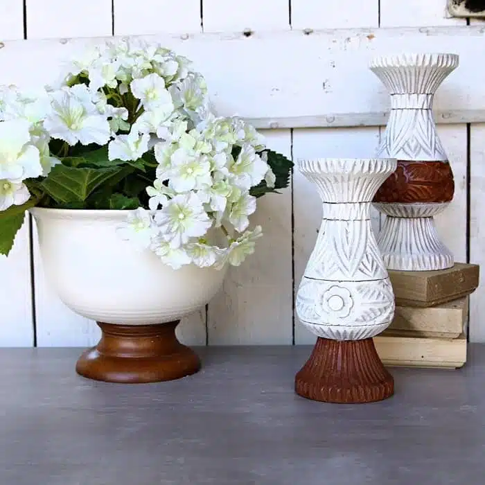 use white spray paint on a thrift store bowl and fill the bowl with flowers