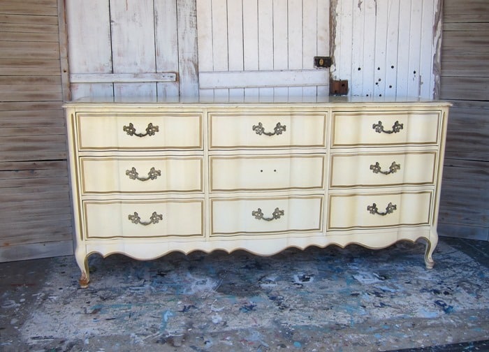French Provincial furniture bought at an auction ready to be painted
