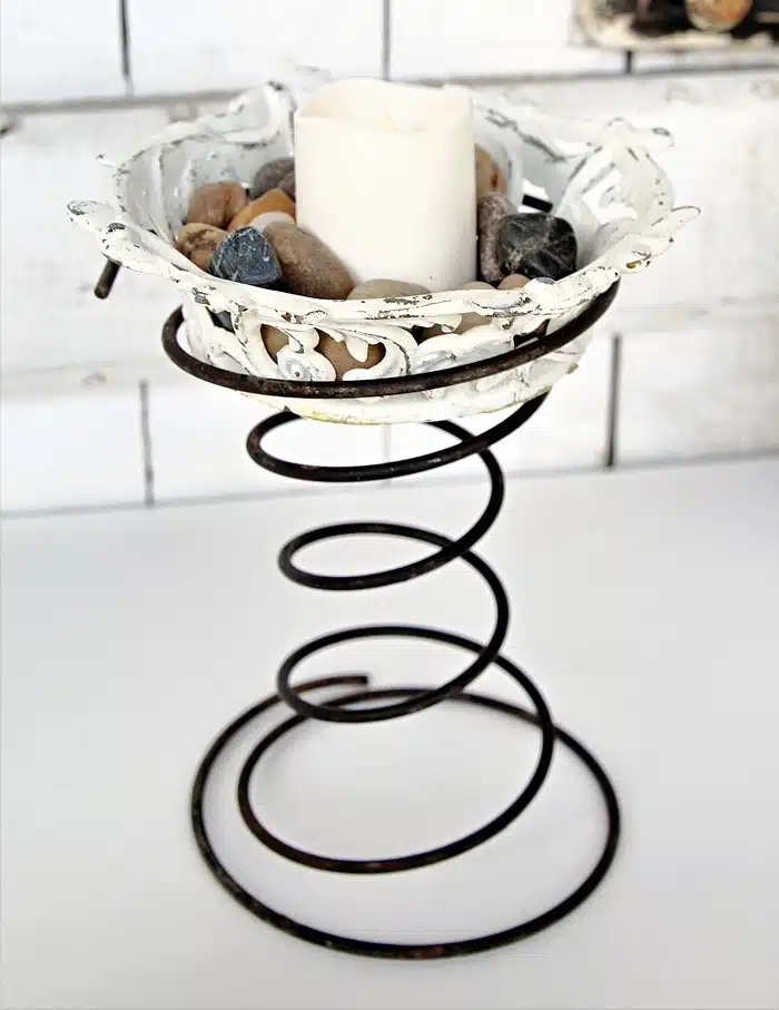 Upcycled Lamp Parts Candle Holder, Planter