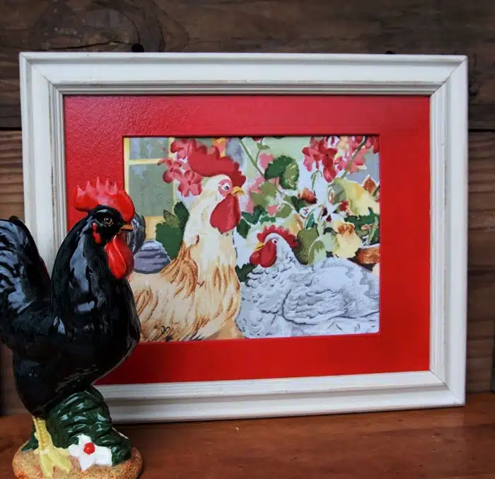 Chicken Wall Decor made with placemats for instant wall art (2)
