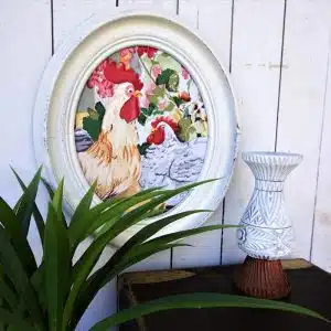 Chicken Wall Decor Idea, Instant Art with Framed Placemats