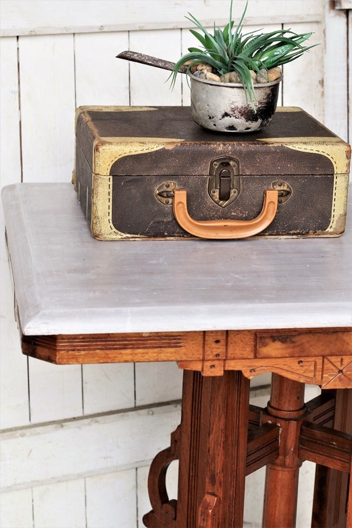 antique Eastlake style table base with a painted wood tabletop (2)
