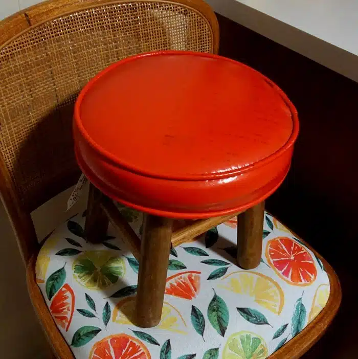 red leather stool