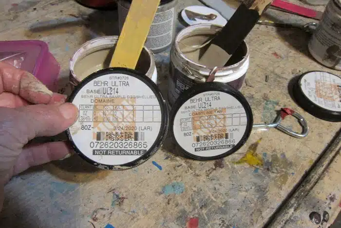 sample jars of Behr paint