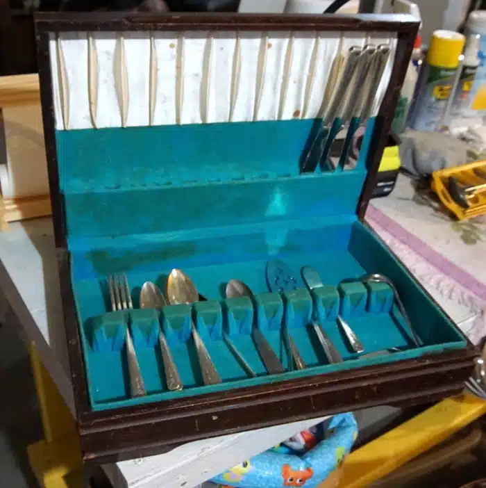 silverware chest with old silverware