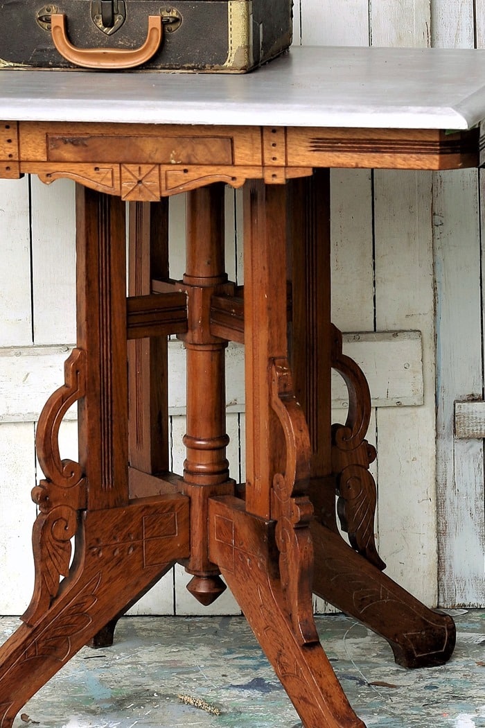 two tone stained and painted antique furniture