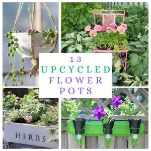 Collage with 4 Upcycled flower planters
