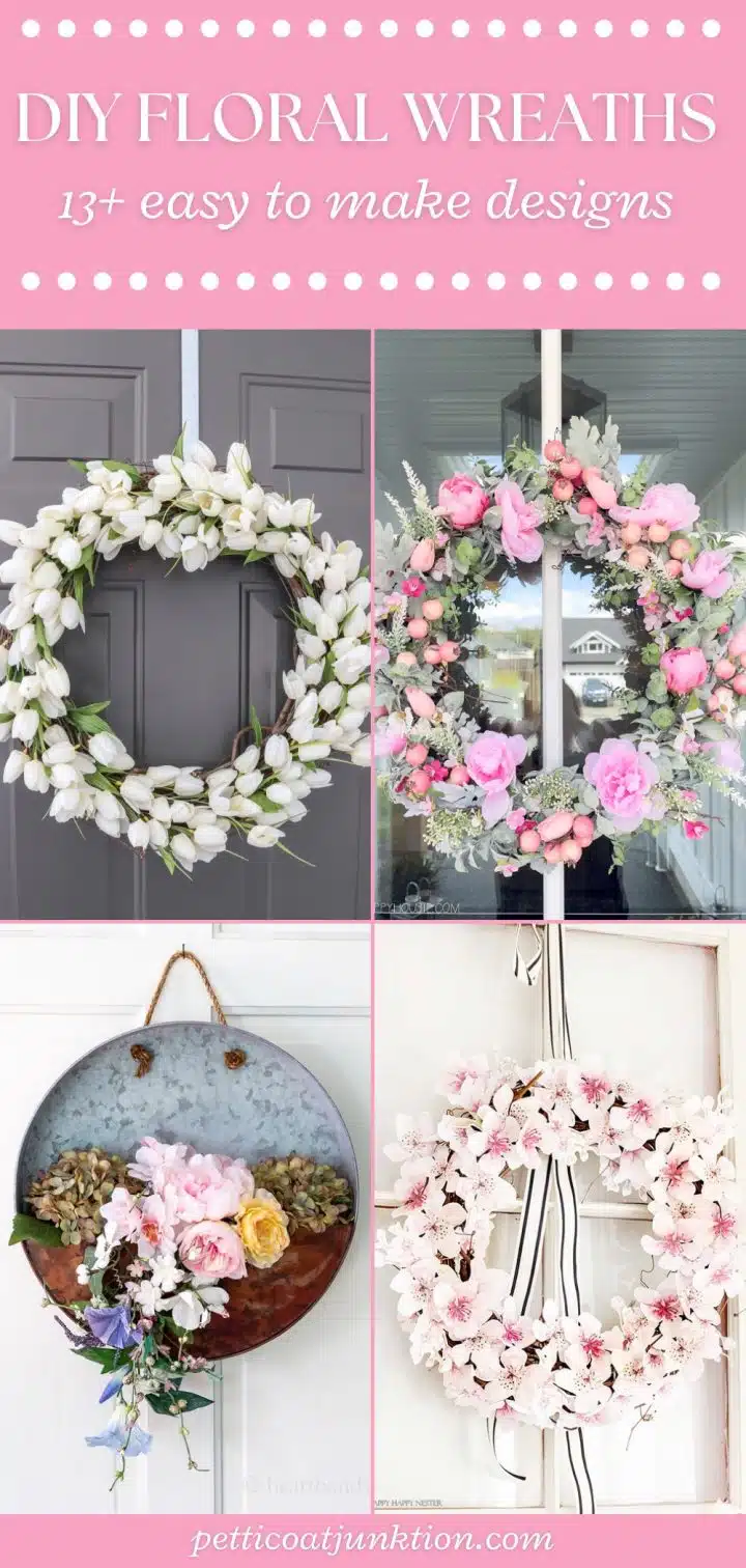 Floral wreaths pin collage with text overlay