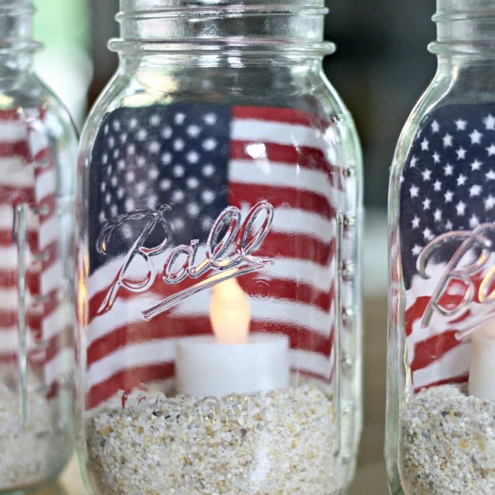 Memorial Day lanterns with flags