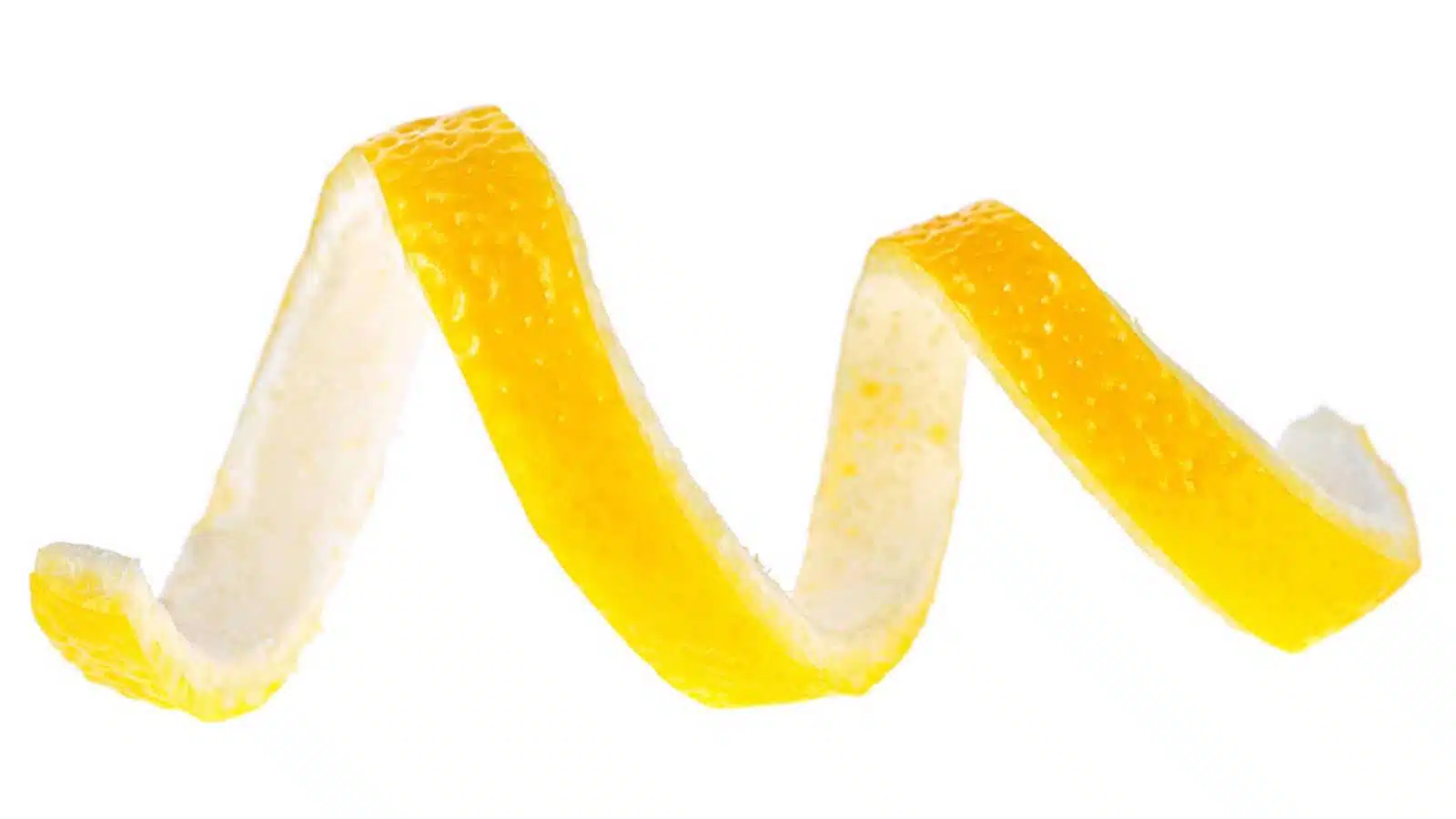 Lemon peel isolated on a white background. Healthy food.