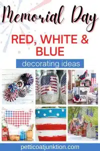 Red White and Blue Memorial Day Decorations pin collage with text