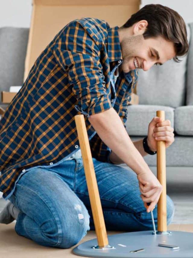 Man fixing furniture.