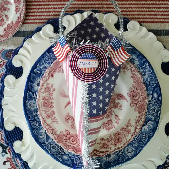 paper cones on a patriotic tablescape