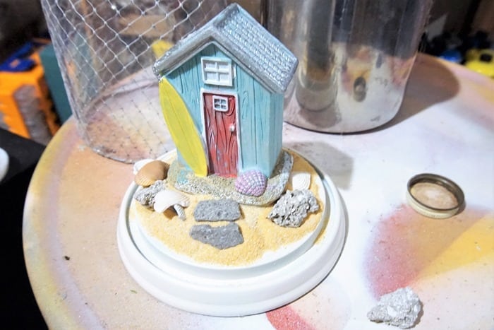 how to make a coastal cloche display using Dollar Tree items (2)