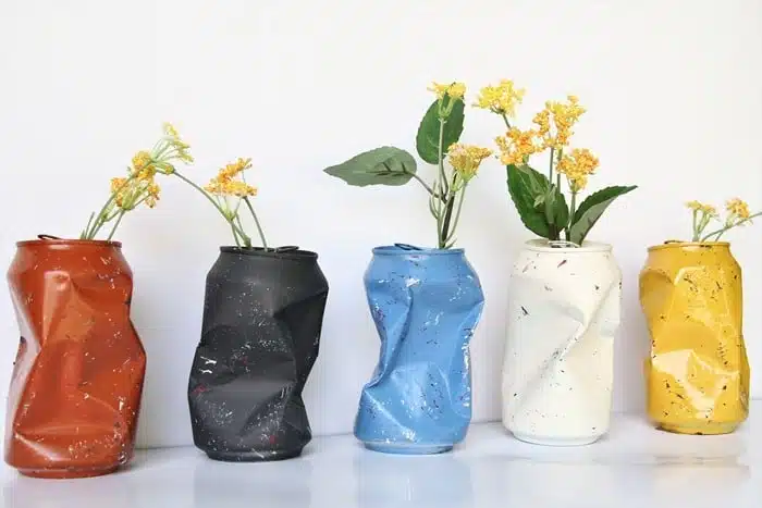 Aluminum Cans Upcycled Into Vases: West Elm Knock-Off Decor