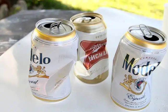 how to upcycle beer cans into vases
