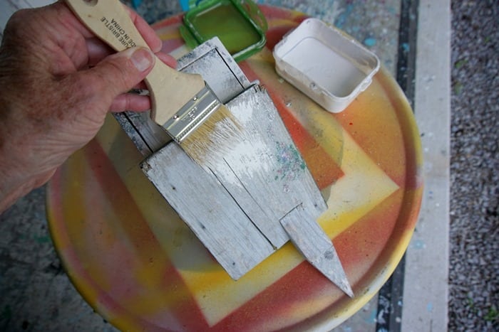 painting a Church Birdhouse white