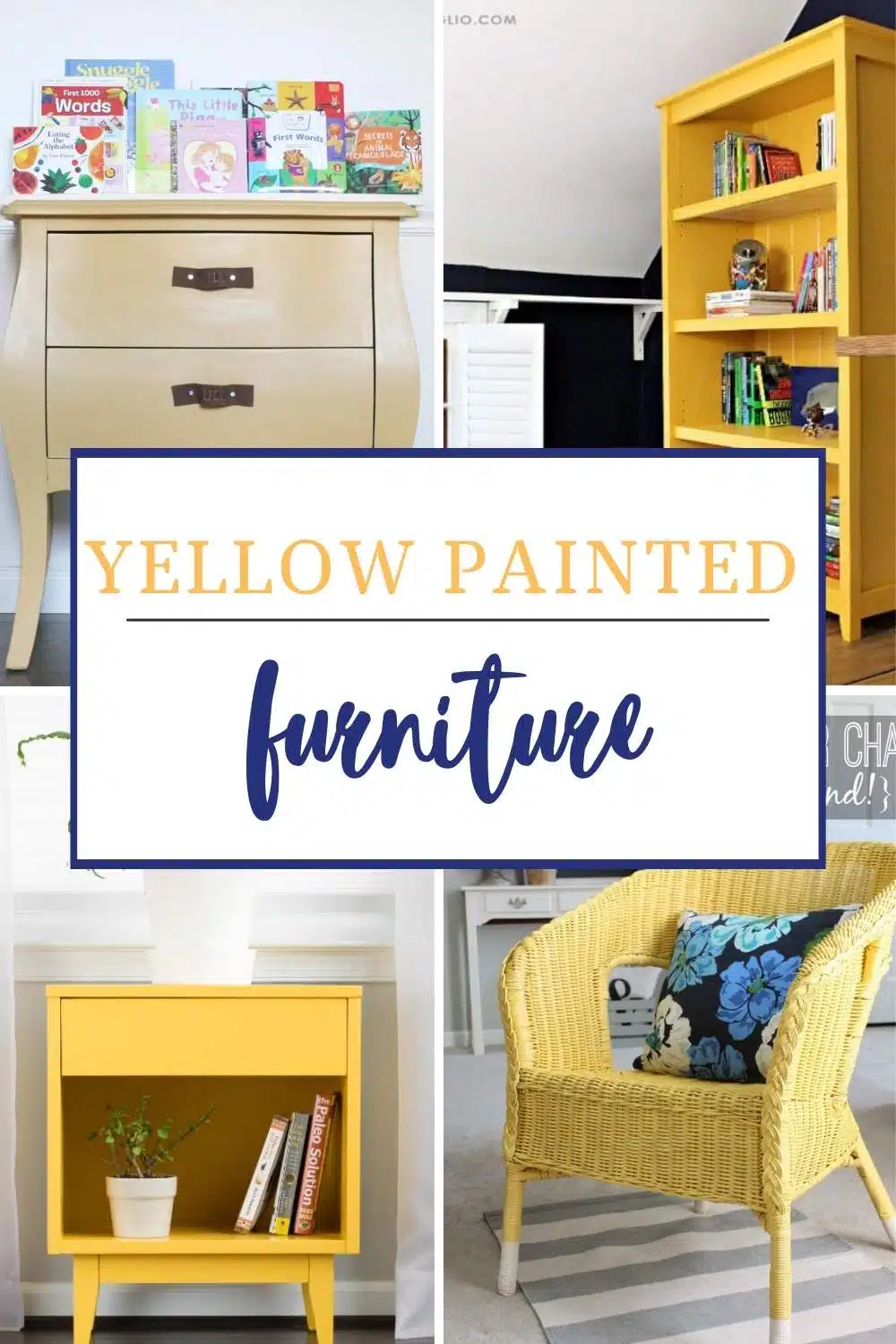 Yellow Furniture Makeovers pin collage with text