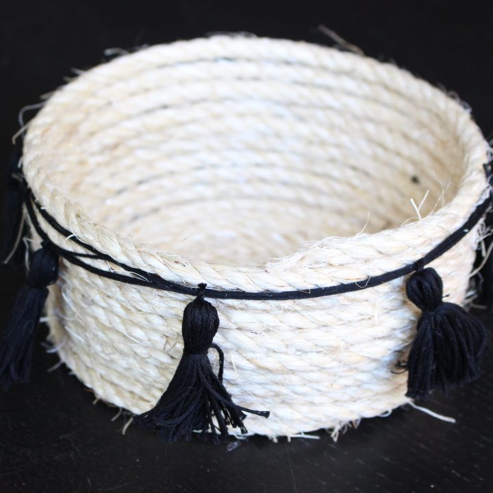 rope basket with tassels