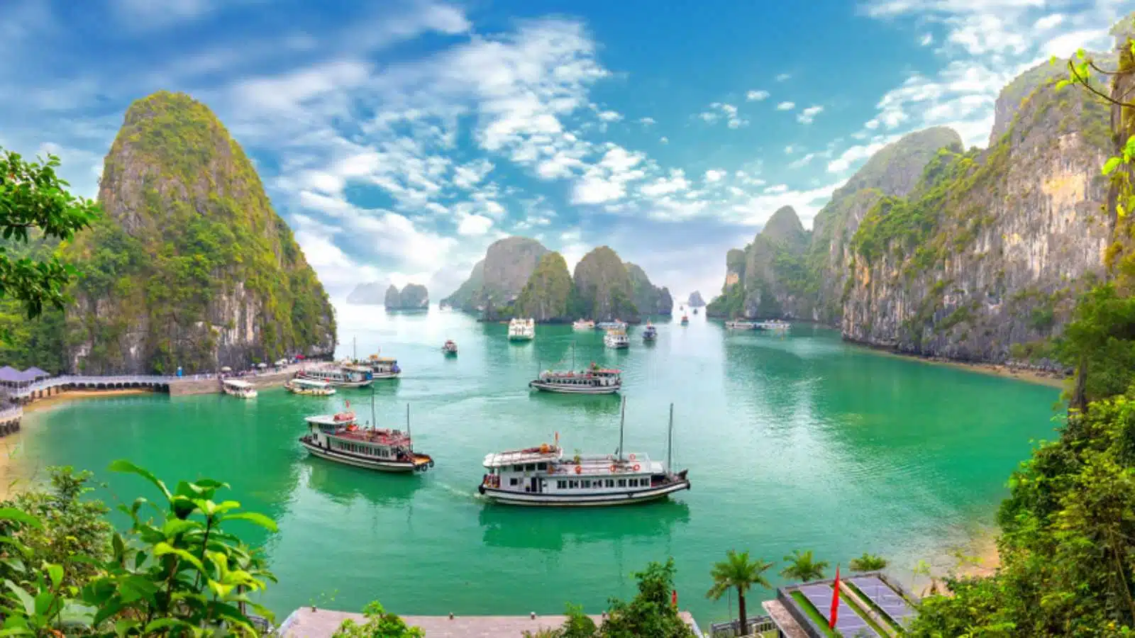 Beautiful landscape Halong Bay view from adove the Bo Hon Island. Halong Bay is the UNESCO World Heritage Site, it is a beautiful natural wonder in northern Vietnam