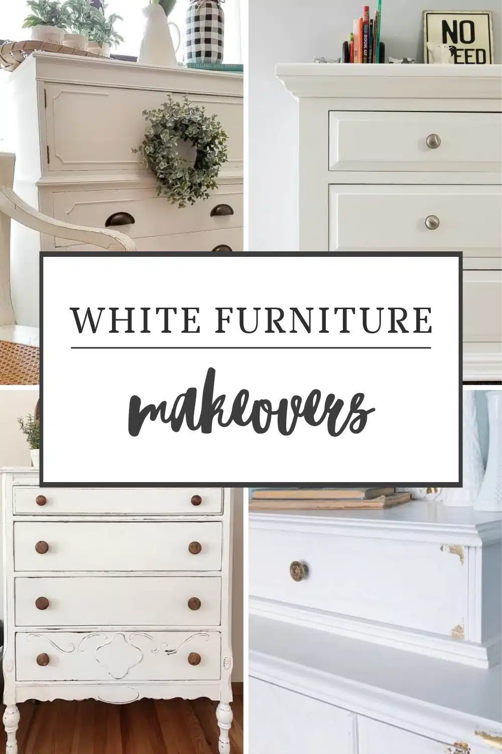 painted furniture makeovers pin collage with text