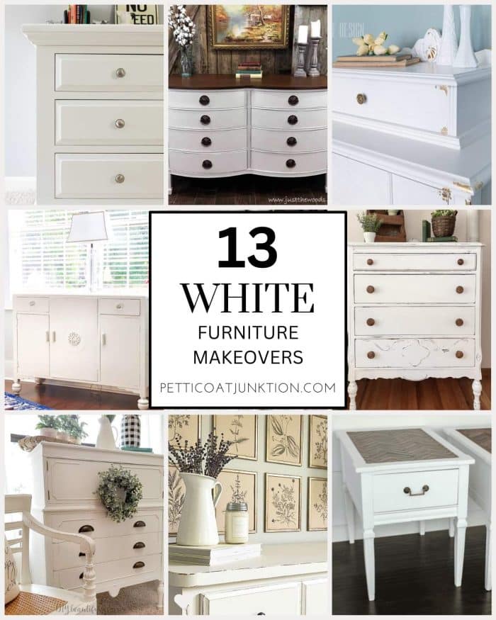 feature image collage white painted furniture with text