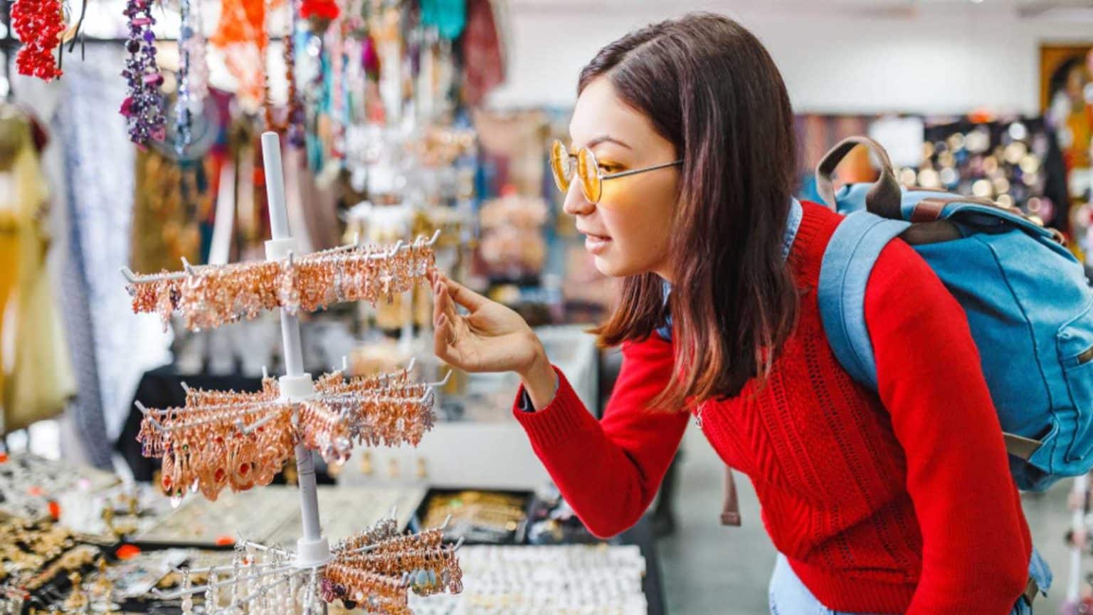Woman buying at Flea market
