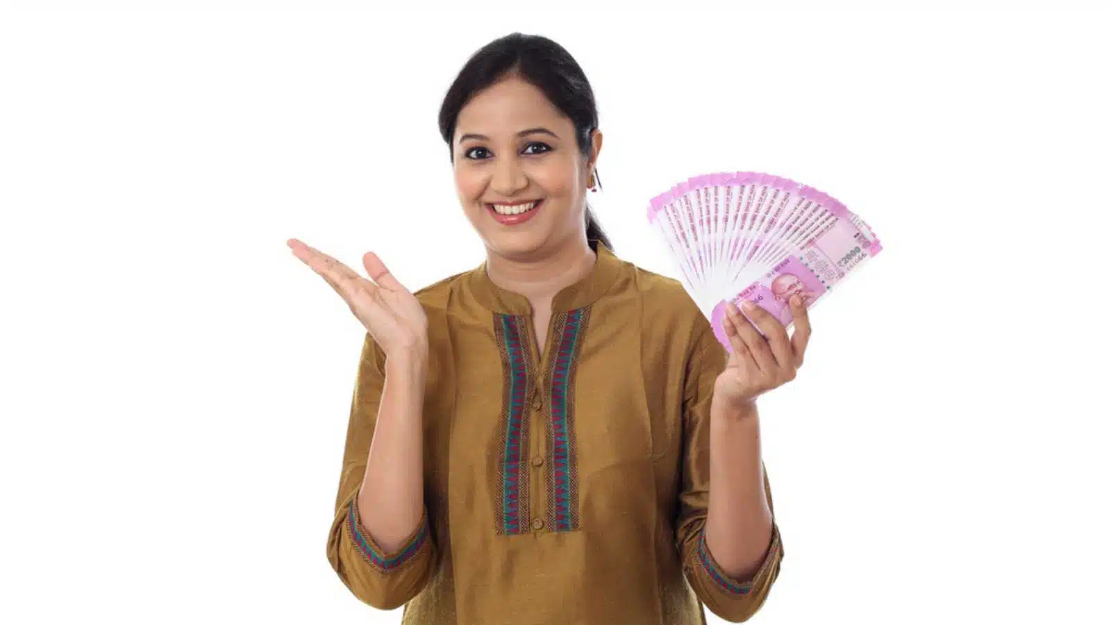 Woman with Indian Currency