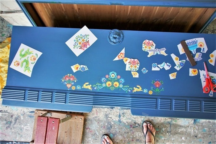 painted furniture with re design by prima floral rub on transfers (2)