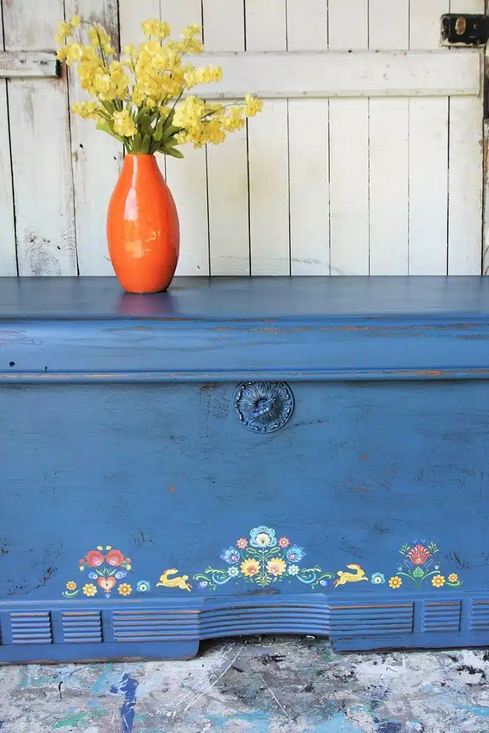 painted furniture with rub on transfer