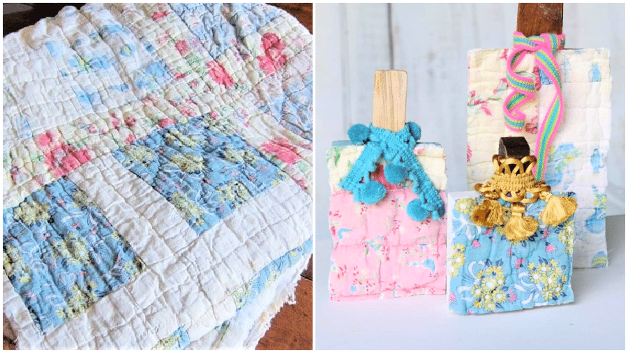 recycle old quilts into home decor