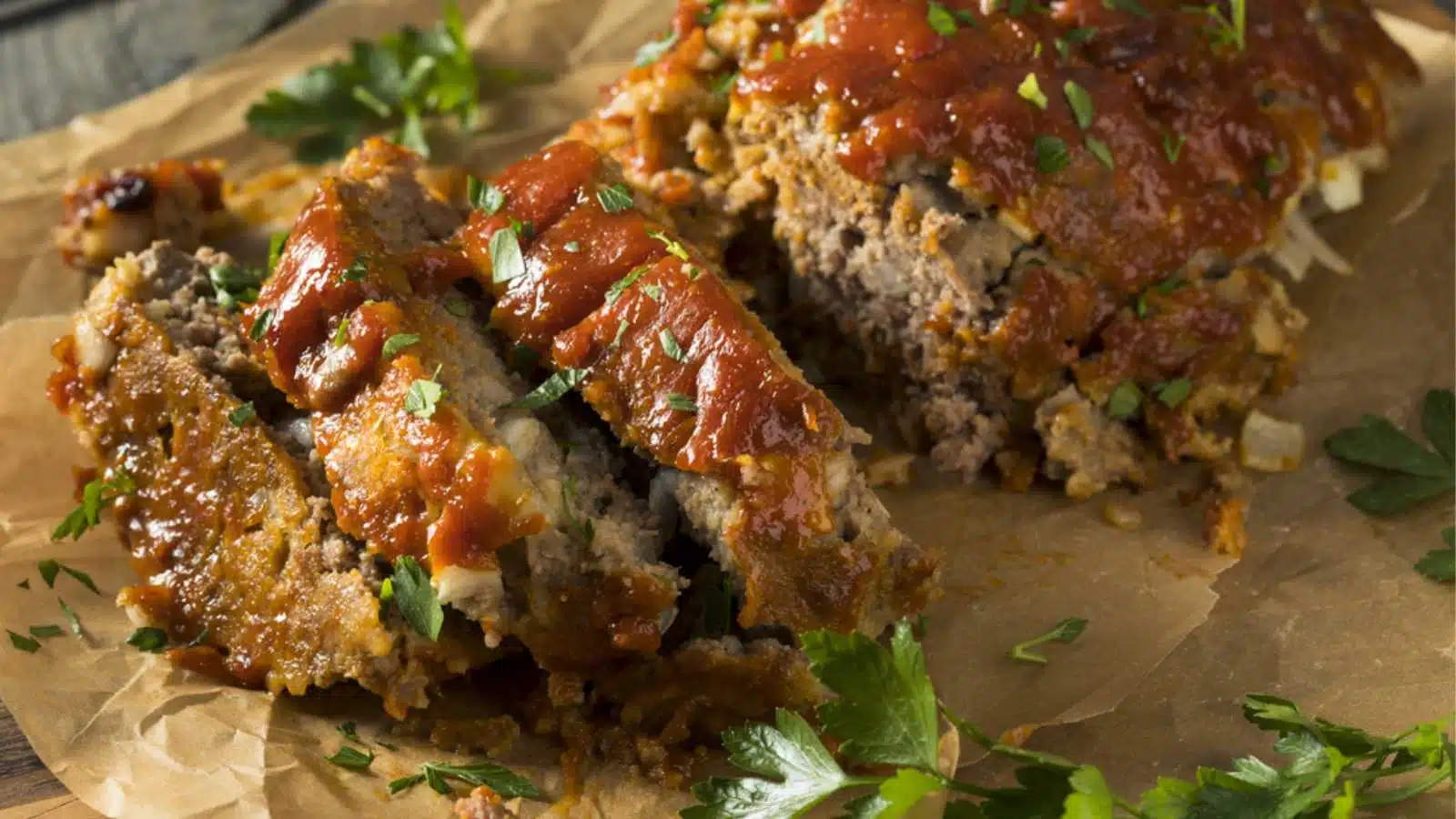 Homemade Savory Spiced Meatloaf with Onion and Parsley