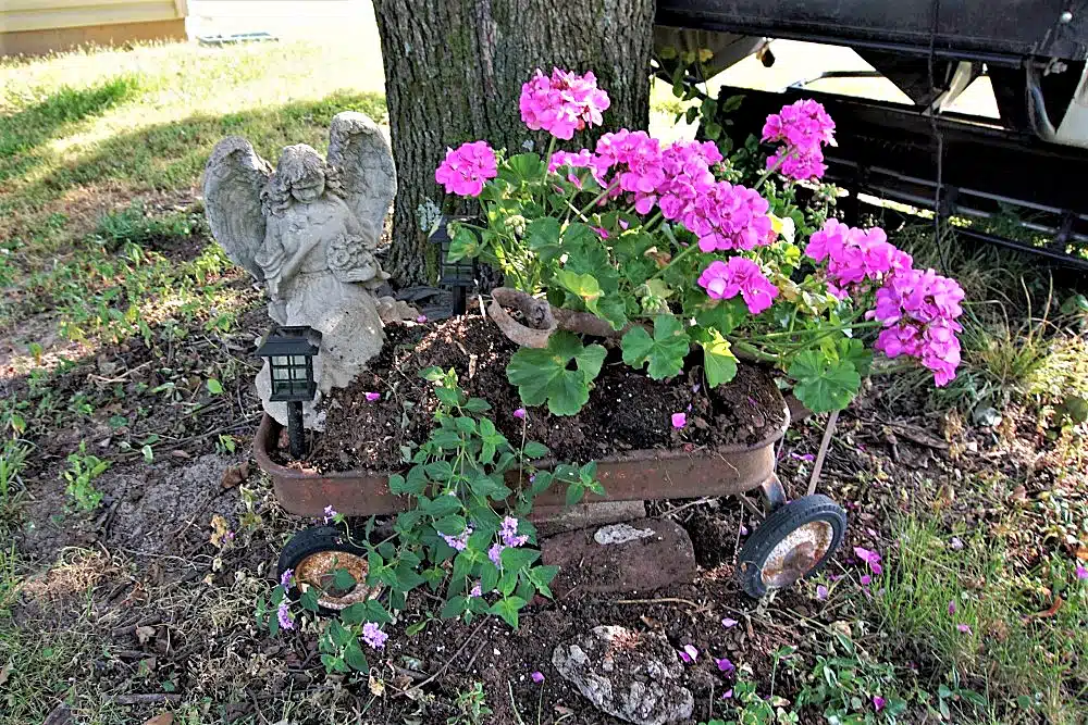 Rusty Wagon Flower Container