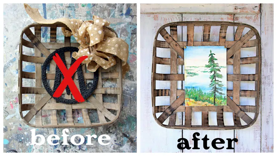 before and after tobacco basket makeover