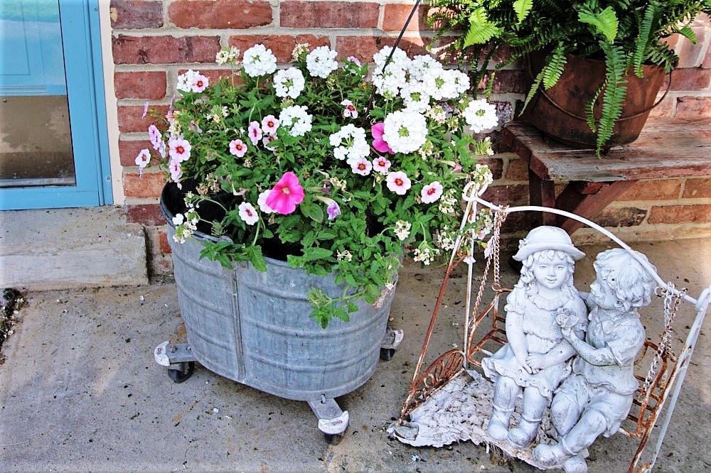 mop bucket flower display mop bucket flower display