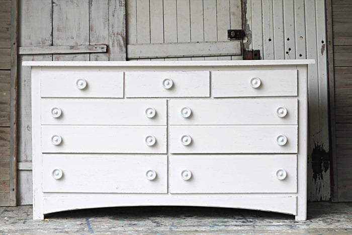 how to paint a dresser white