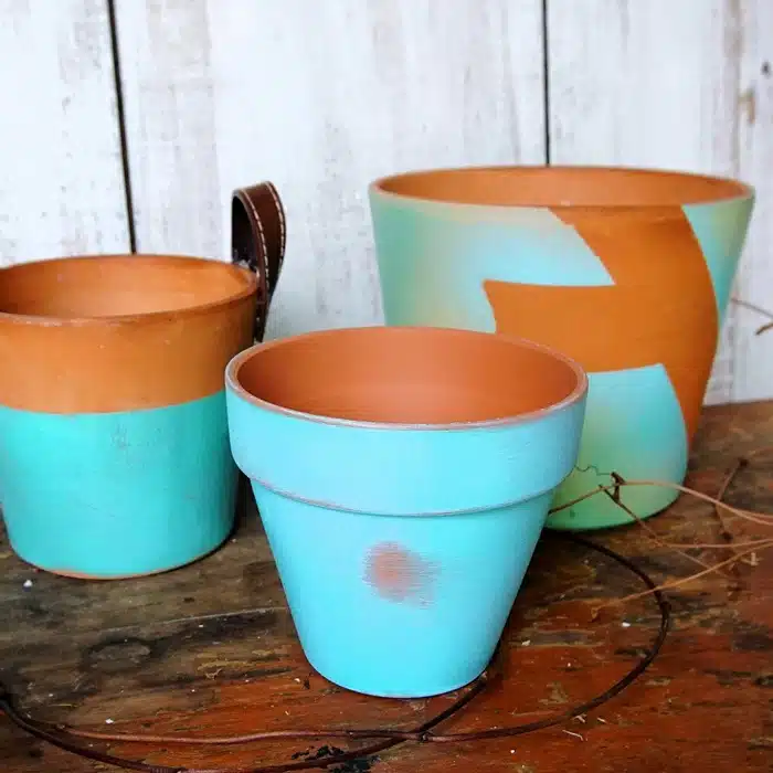 paint terracotta pots turquoise and green