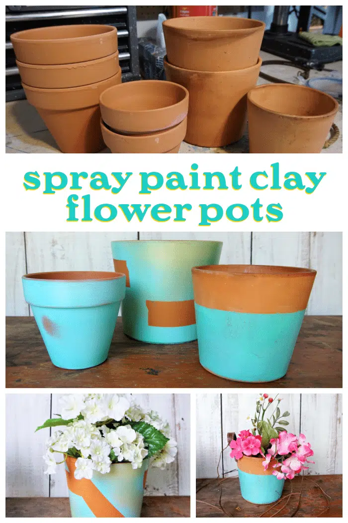 spray paint clay flower pots