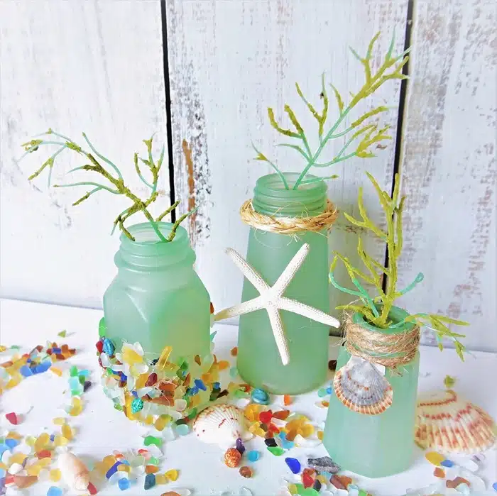 DIY Sea Glass Bottles made with Krylon Spray Paint (5)