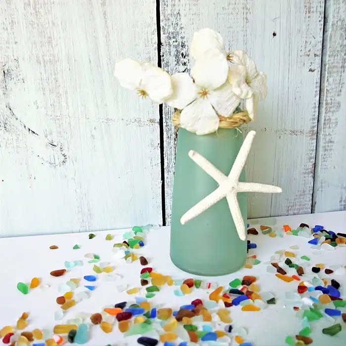 DIY Sea Glass Bottles made with Spray Paint