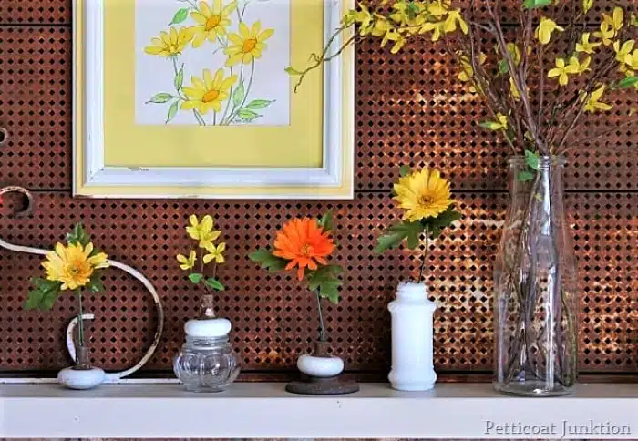 add flowers to your mantel decor