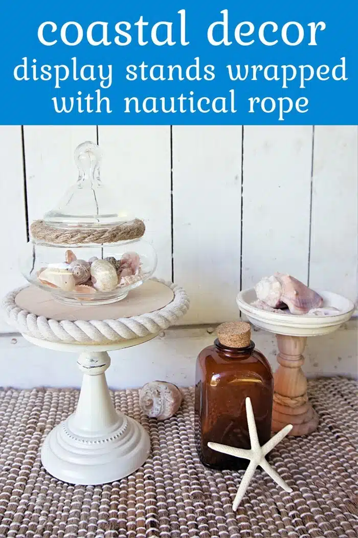 display stands with nautical rope for coastal decorating