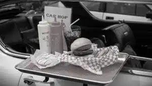 drive in diner tray black and white