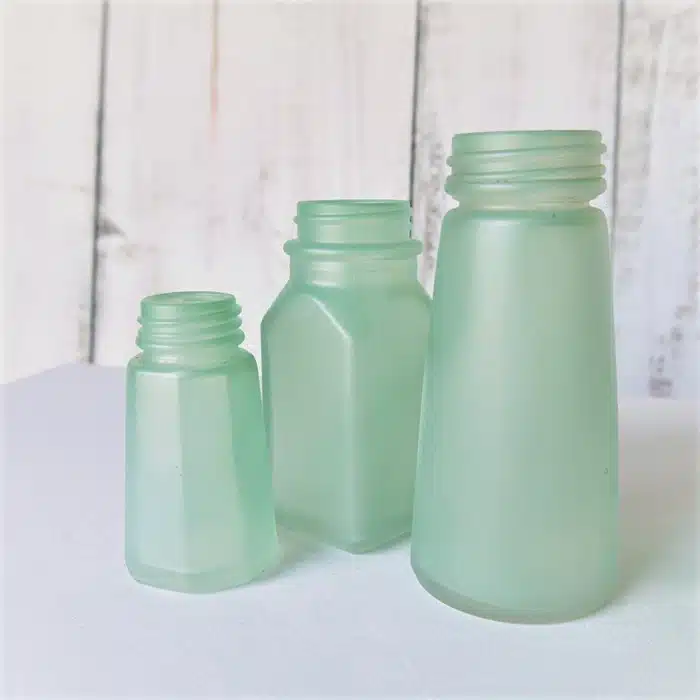 glass bottles painted with sea glass spray paint (3)