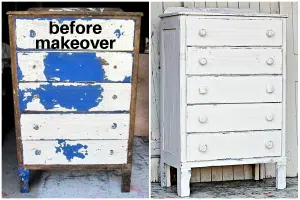 trashed furniture makeover with paint