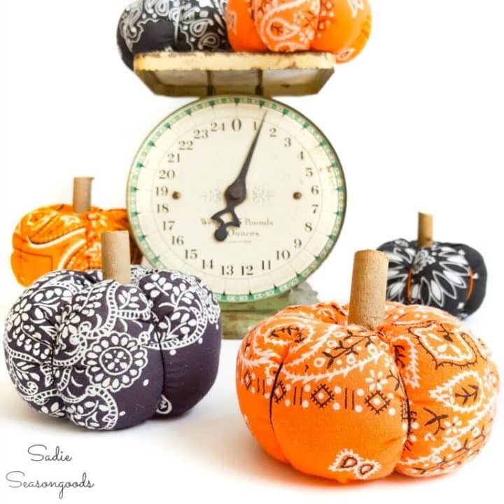 Bandana Fabric Pumpkins created by Sadieseasongoods
