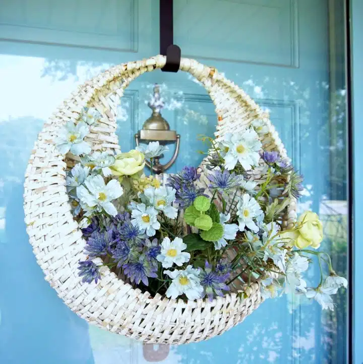 hanging wicker basket wreath