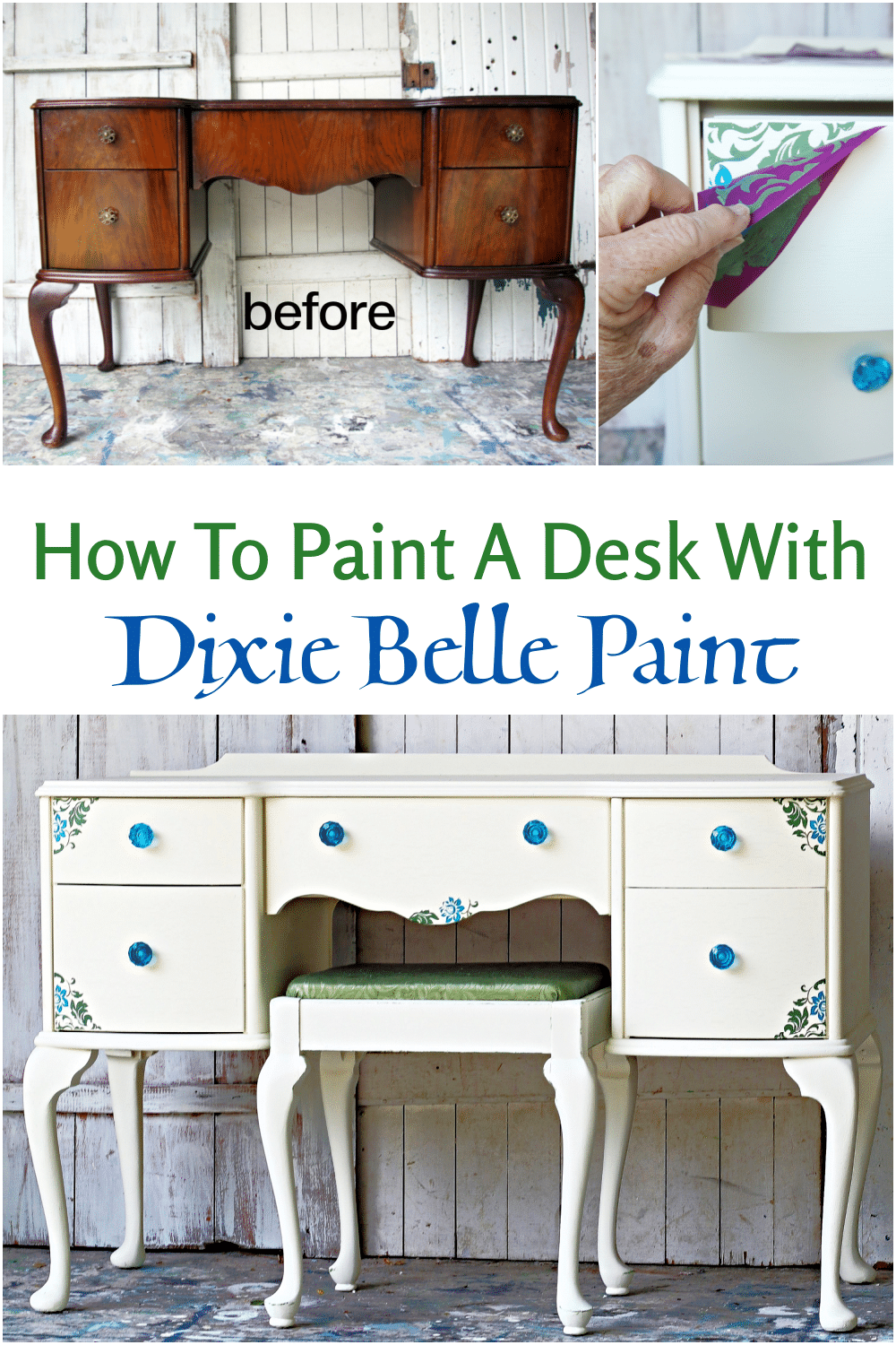 how to paint a desk with Dixie Belle Paint
